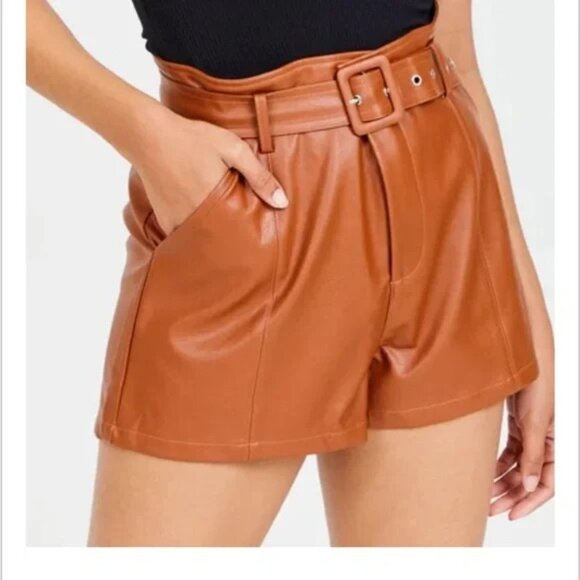 Altar’d State Brown High Waisted Faux Leather Shorts Western Boho Sz S - Picture 1 of 6